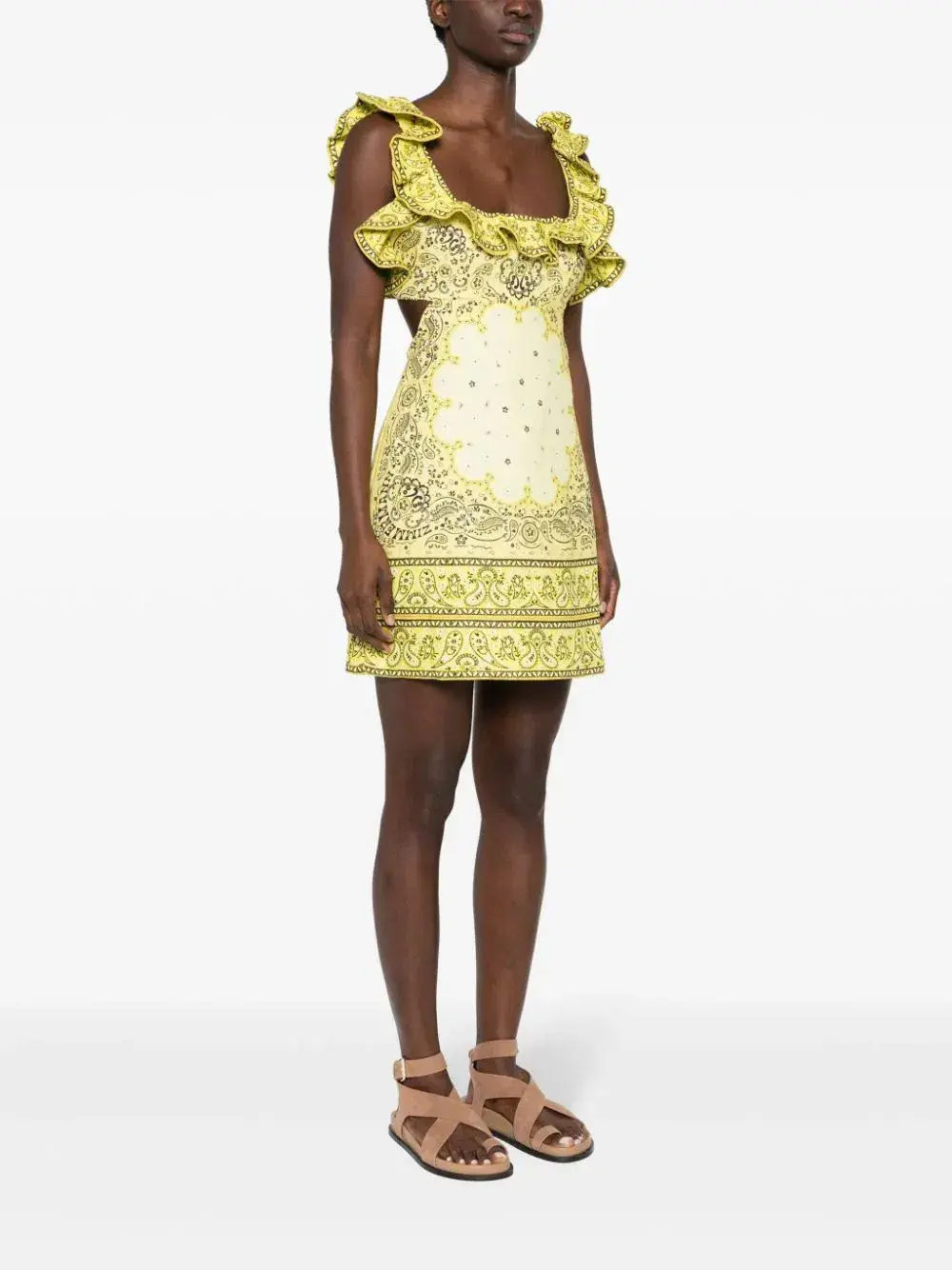 Zimmermann Matchmaker Frilled Mini Dress Yellow Bandana Size 0 / AU 8 - Image 3