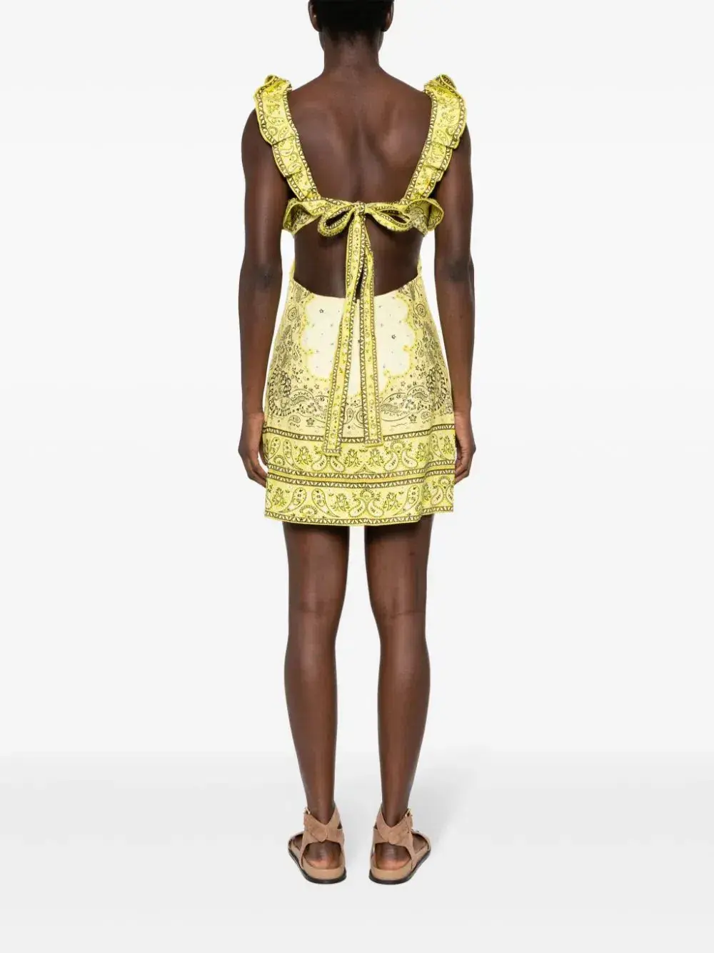 Zimmermann Matchmaker Frilled Mini Dress Yellow Bandana Size 0 / AU 8 - Image 4