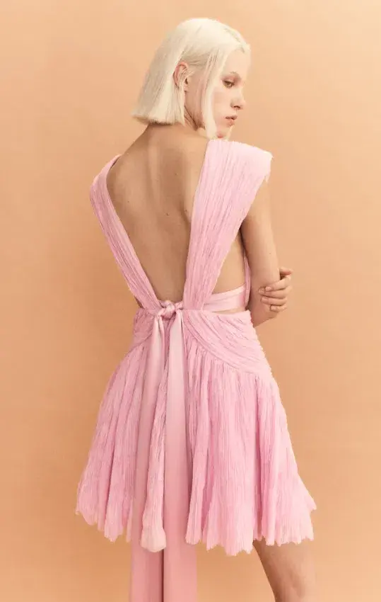 Aje Escapist Mini Dress Flash Pink Size 12 for rent on The Volte - main image