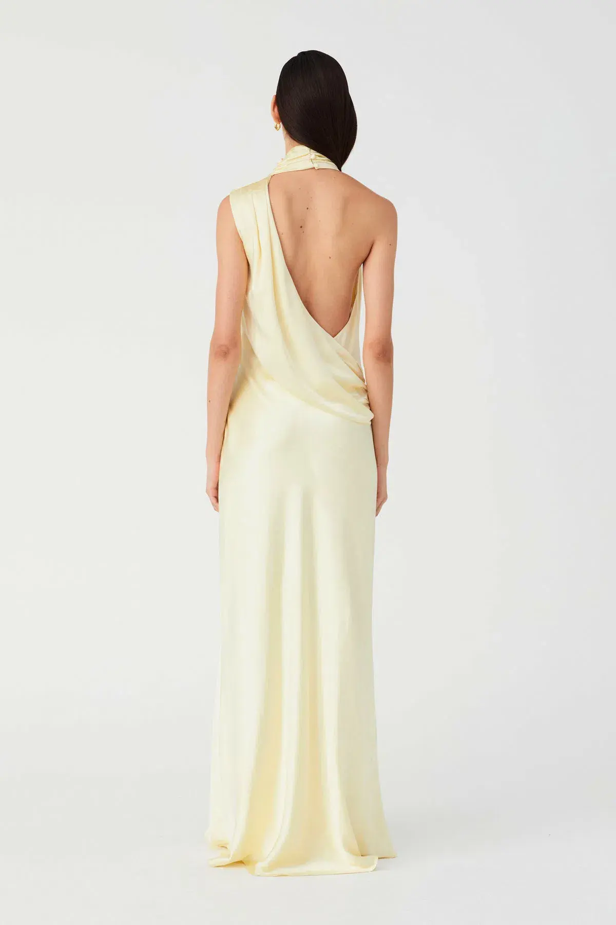 MISHA Costantina Satin Gown Soft Gold Size 8 - Image 3
