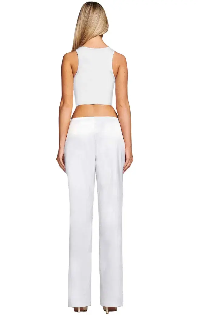  I.AM.GIA Lucina Mesh Satin Top Size M/AU 10 and Pants Size L/AU 12 Set White  - Image 3