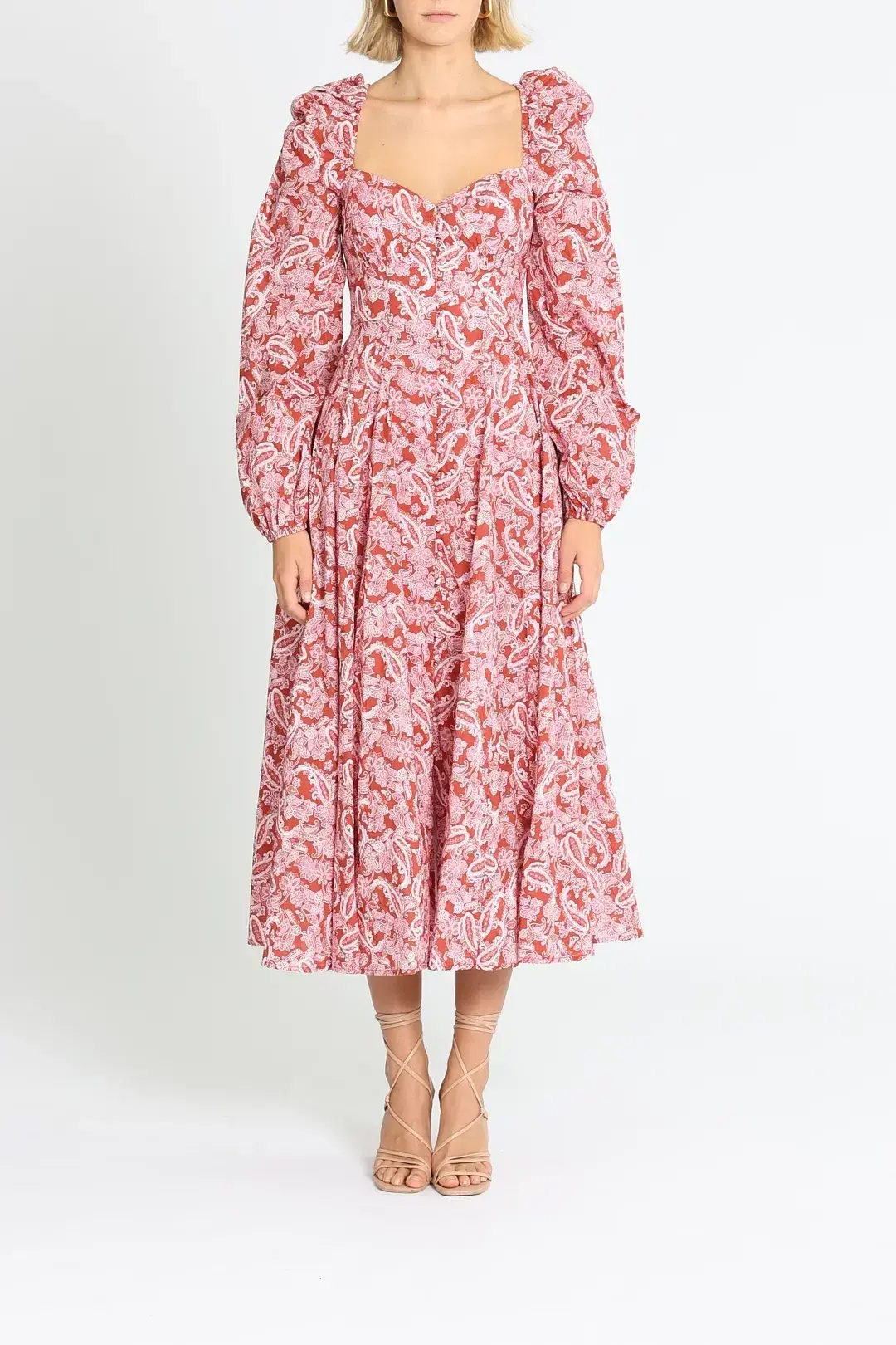 Steele Esme Midi Dress in Chestnut Paisley Size 6 - Image 1