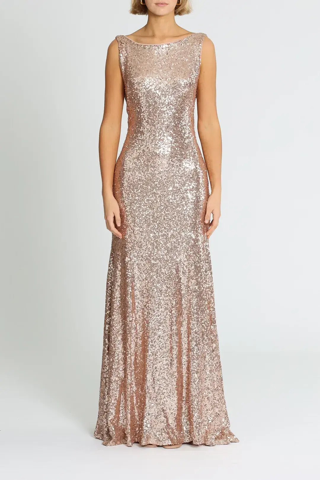 Theia Gemma Gown in Rose Gold Size 14 - Image 1