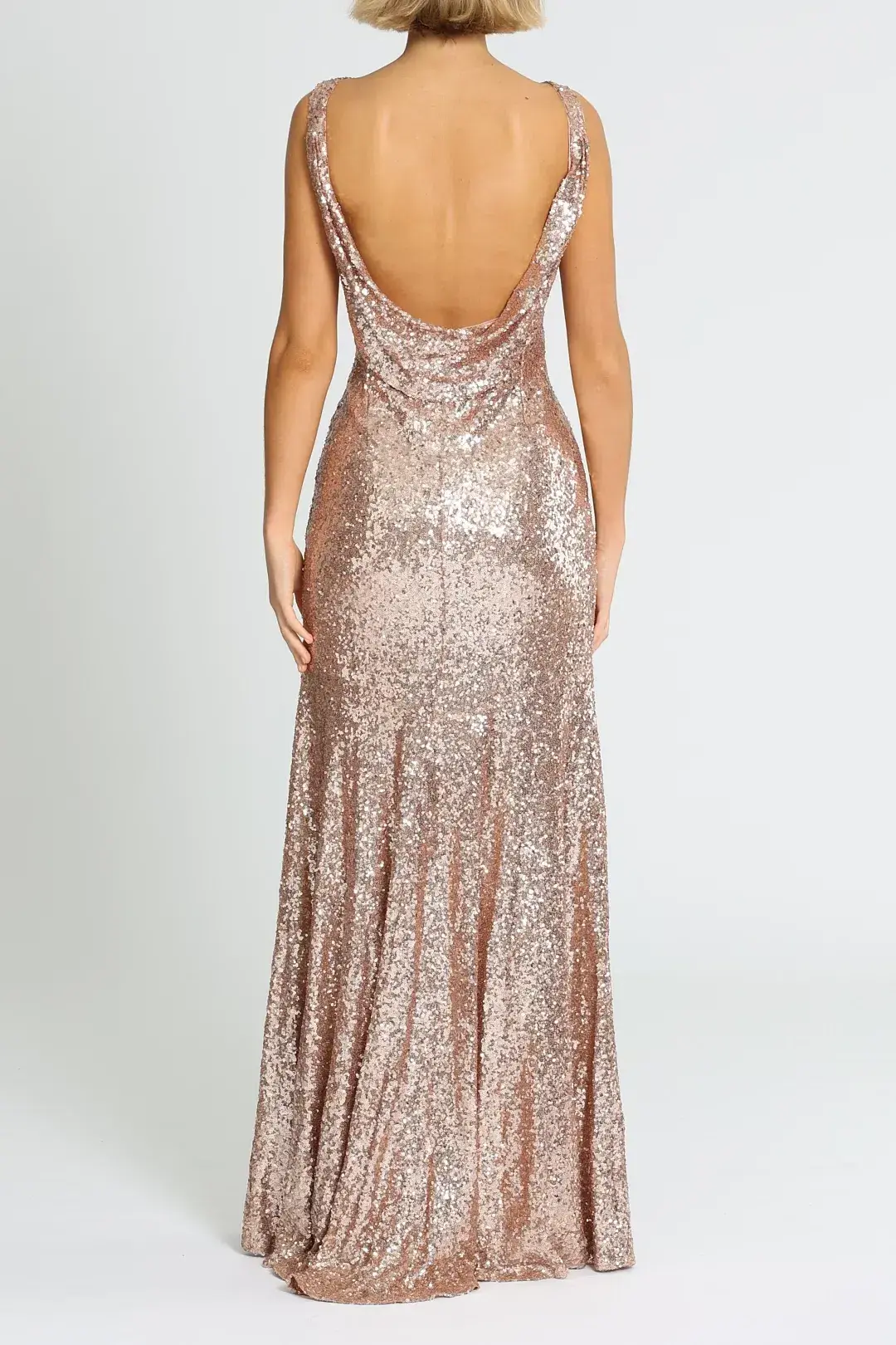 Theia Gemma Gown in Rose Gold Size 14 - Image 3