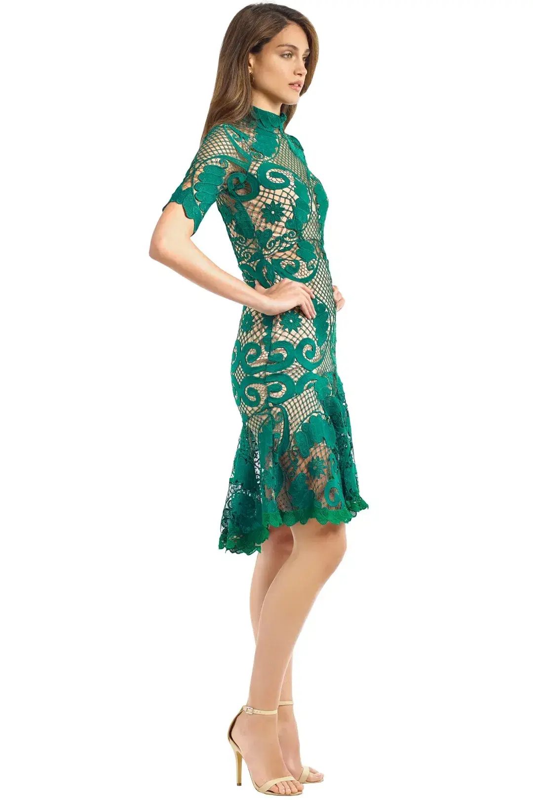 Thurley Babylon Lace Dress in Emerald Size 6 for rent on The Volte - main image
