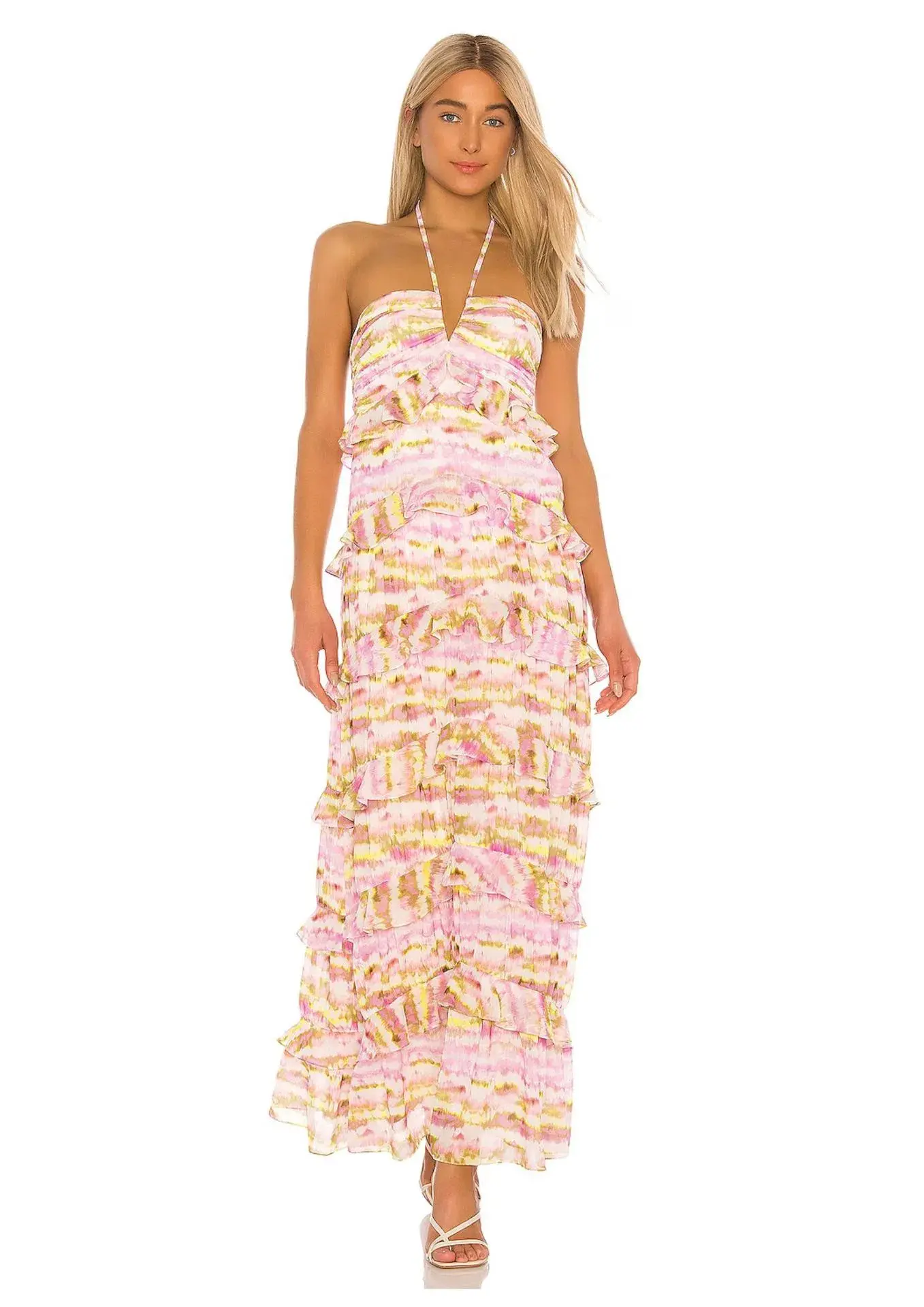 Tularosa Henley Maxi Dress Orchid Multi Tie Dye Size XS / AU 6 - Image 1