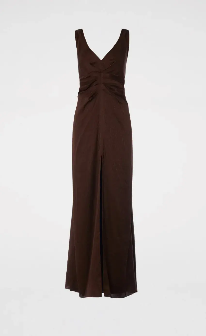 Scanlan Theodore Silk Jacquard Gown Chocolate Brown Size 12  - Image 5