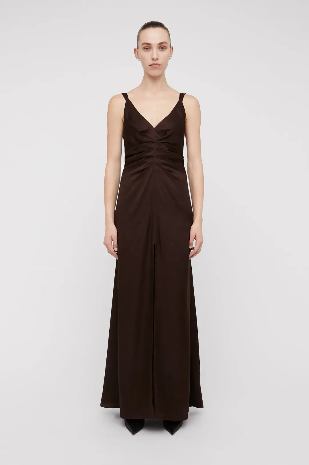 Scanlan Theodore Silk Jacquard Gown Chocolate Brown Size 12  for rent on The Volte - main image