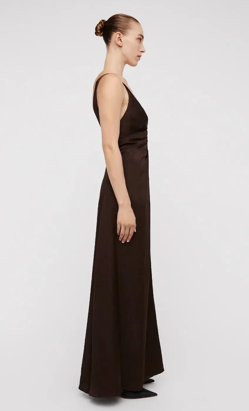 Scanlan Theodore Silk Jacquard Gown Chocolate Brown Size 12  - Image 2
