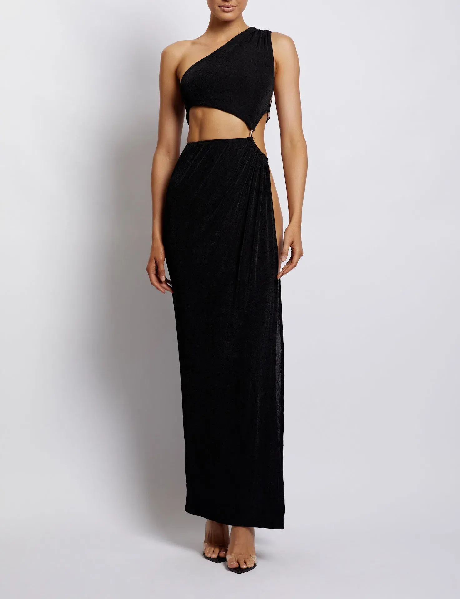 Meshki Paige Ruched Side Cut Out Maxi Dress in Black Size S / AU 8  - Image 1