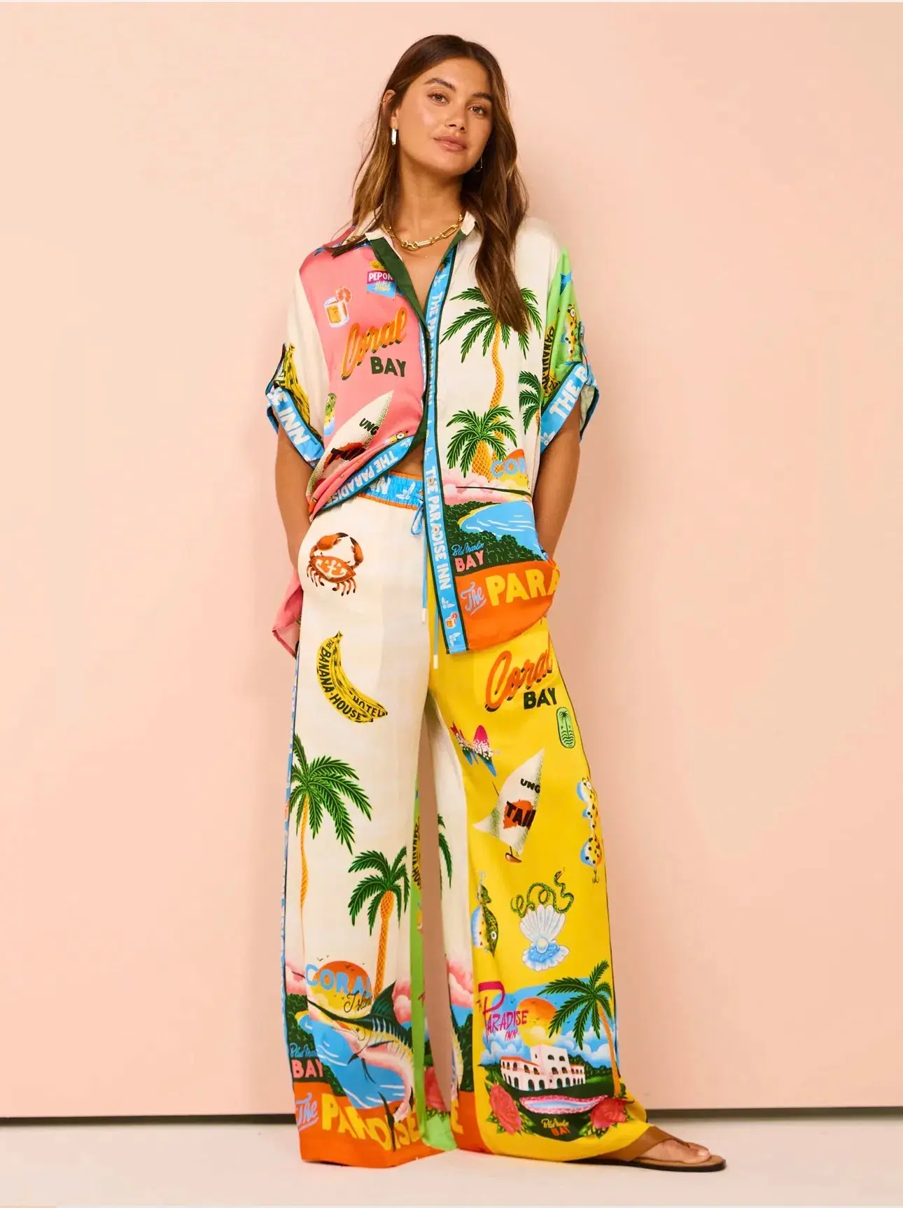Alemais Paradiso Silk Shirt Size 6 & Pants Size 10 Set  - Image 1