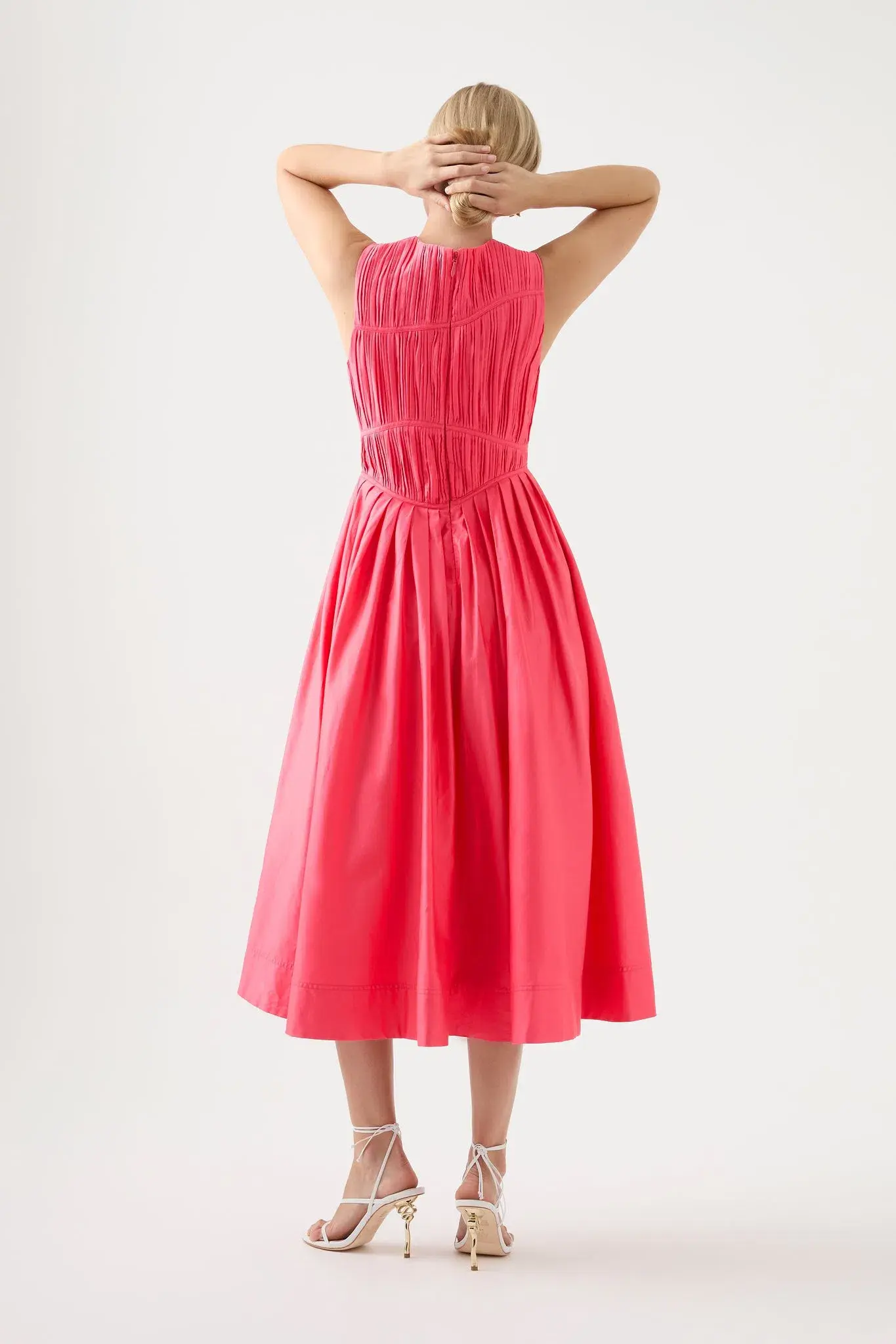 Aje Nya Gathered Midi Dress Rouge Pink Size 12 - Image 3