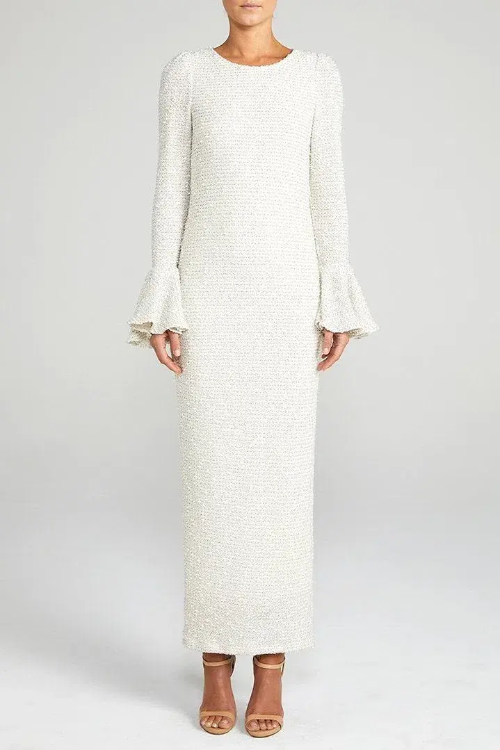 Shona Joy Aimee Frill Cuff Dress Cream Size 10 - Image 1