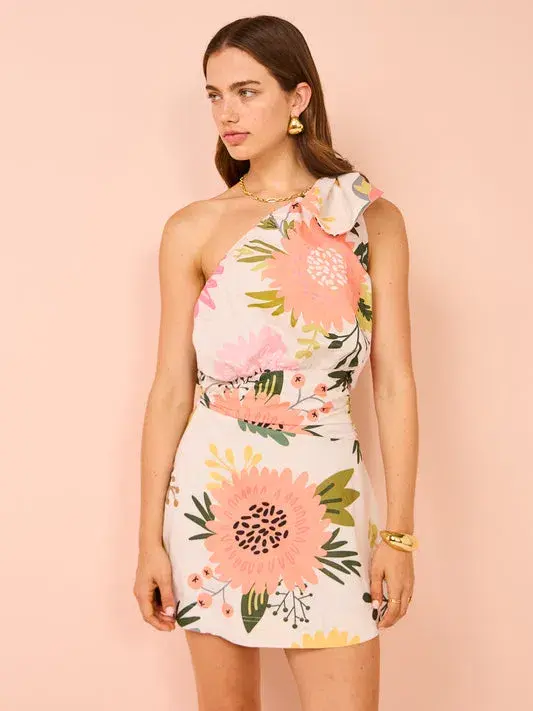 By Nicola Amelie One Shoulder Mini Dress In Potpourri Size 10  - Image 3