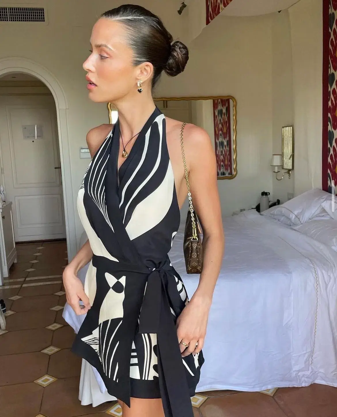 Sir The Label Realisme Wrap Halter Mini Dress Paper Print Size 2 / Au 10 - Image 4