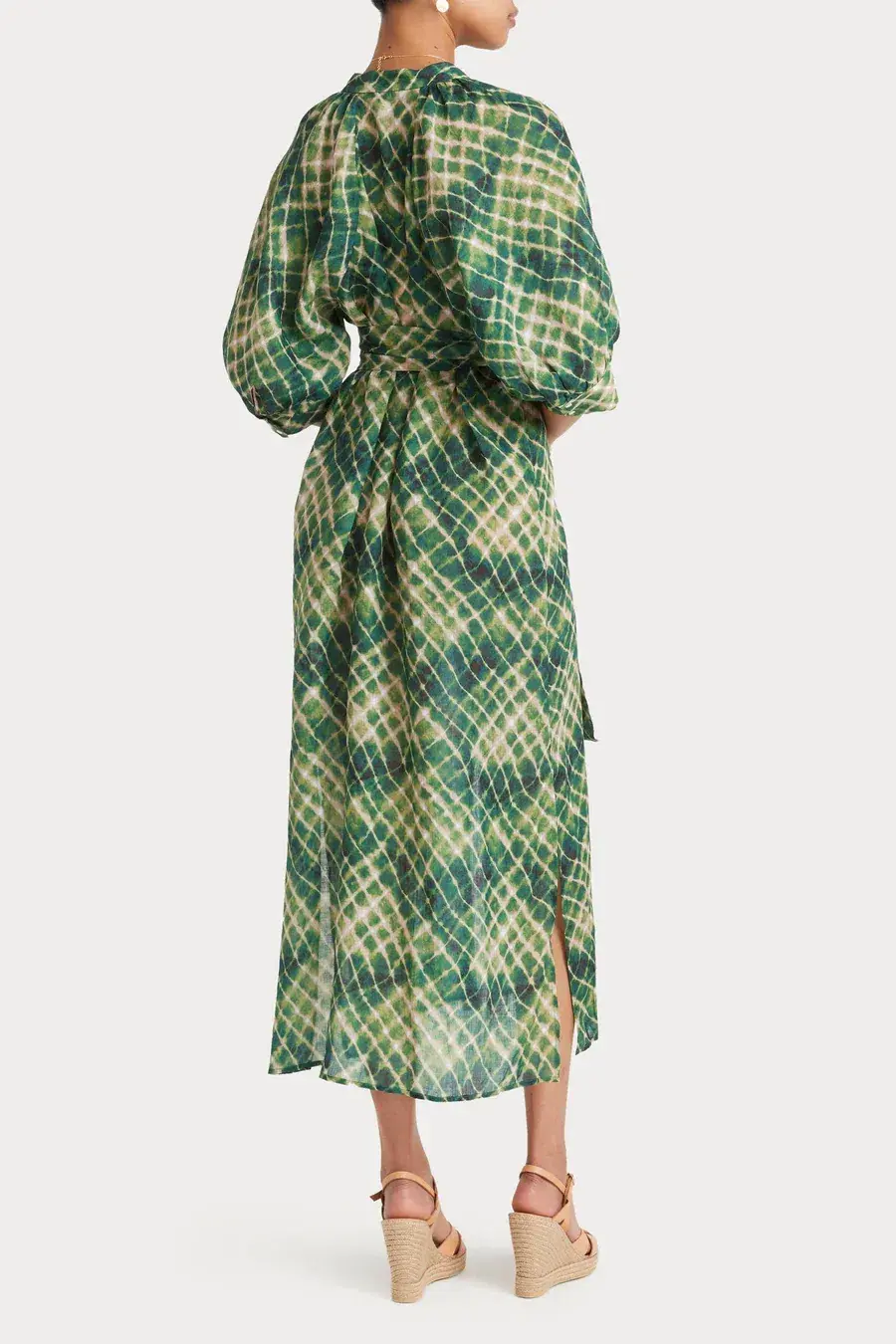 Husk Sabine Midi Dress Green Print Size 14 - Image 2