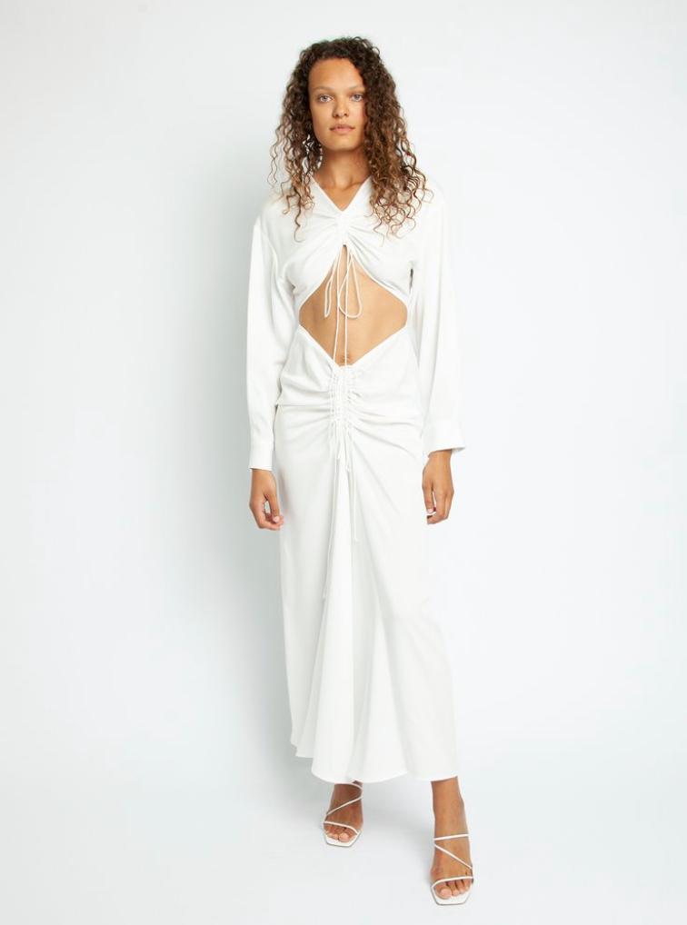 Christopher Esber Ruched Disconnect Shirt Dress White Size 10 - Image 1