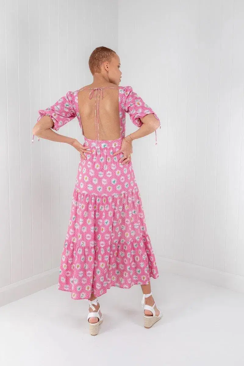 Palm Noosa Grove Street Dress In Pink Stamp Size 14 - Image 4