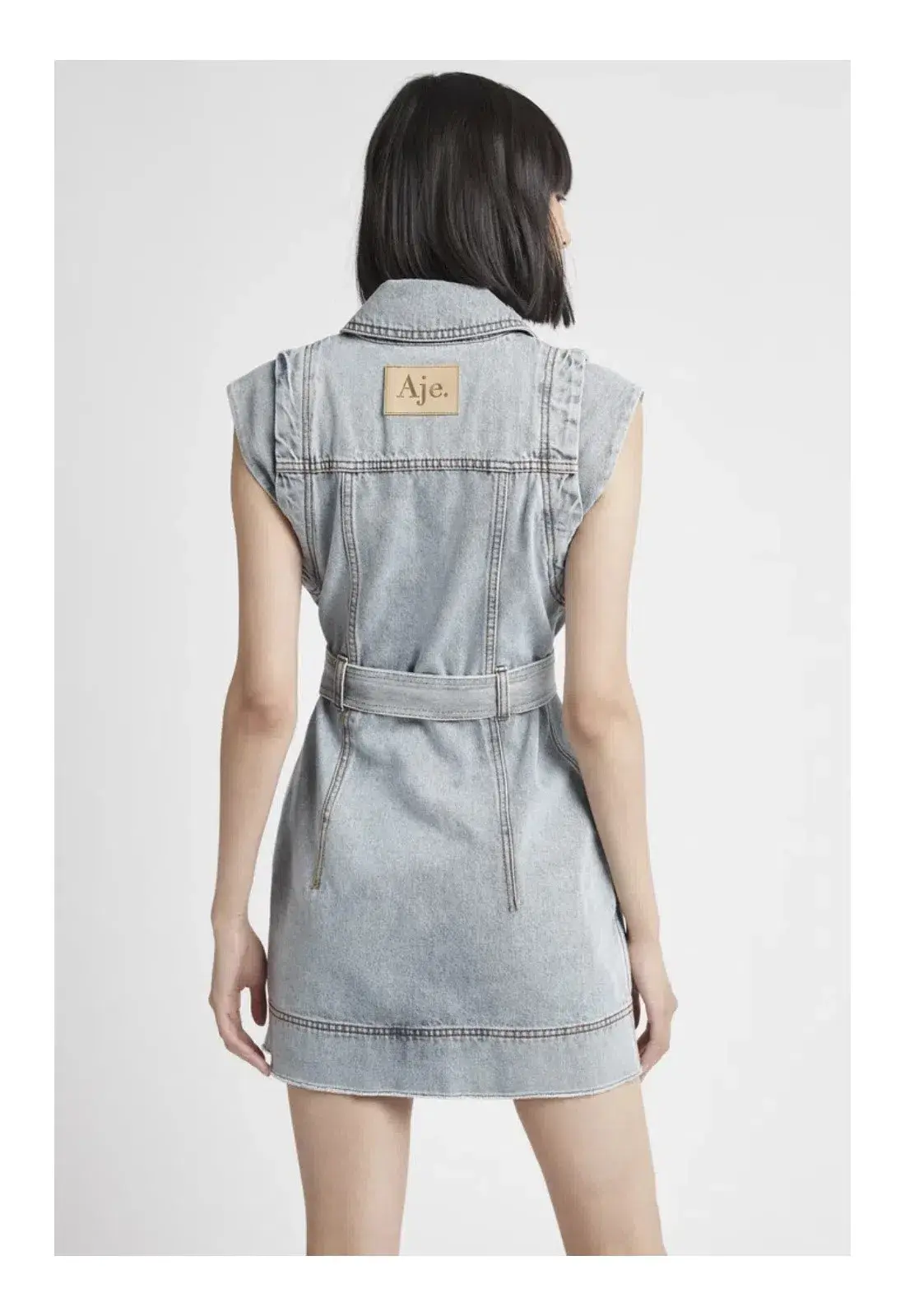 Aje Belmond Denim Vest Dress Blue Size 10  - Image 3