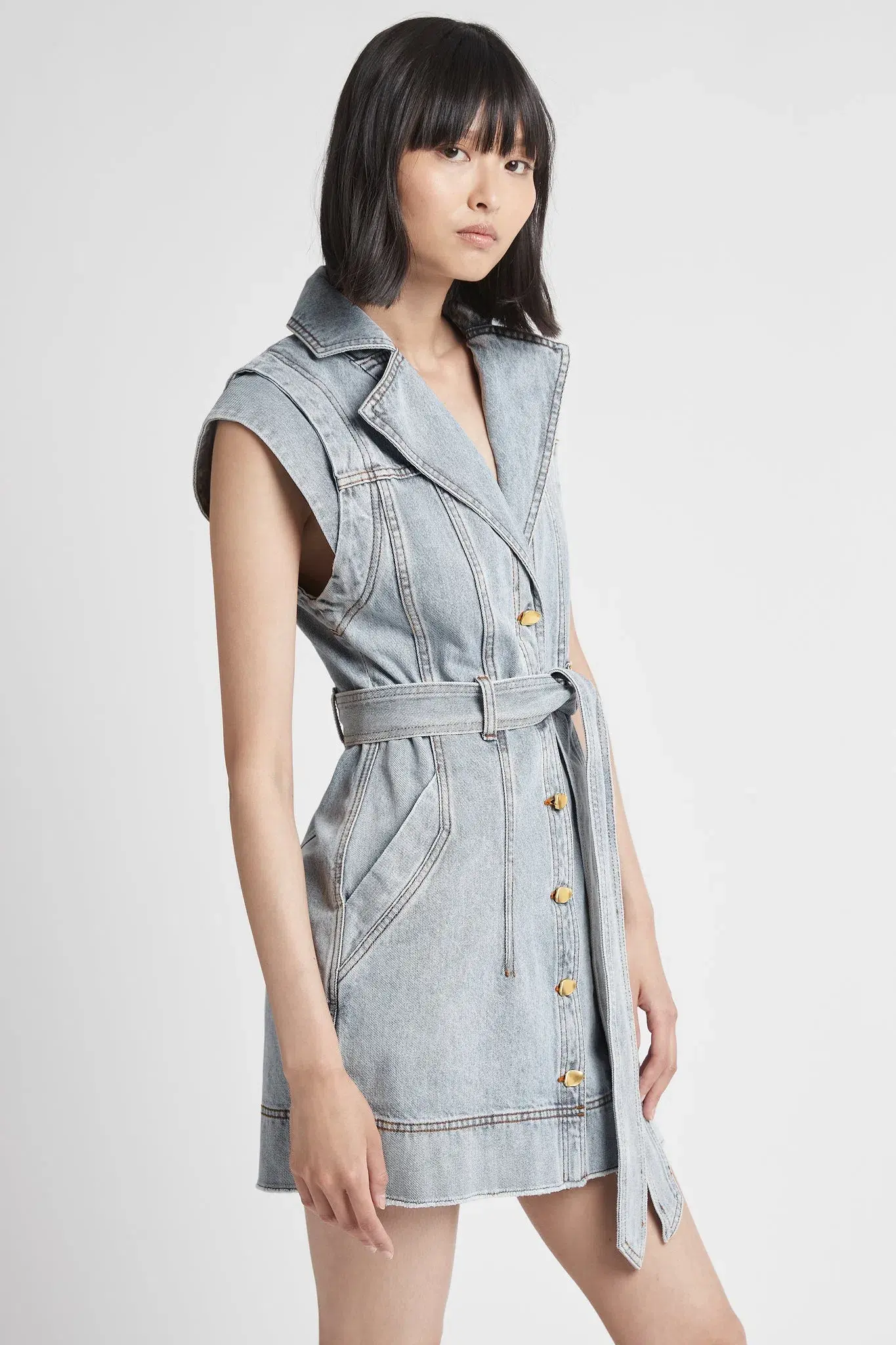 Aje Belmond Denim Vest Dress Blue Size 10  - Image 2