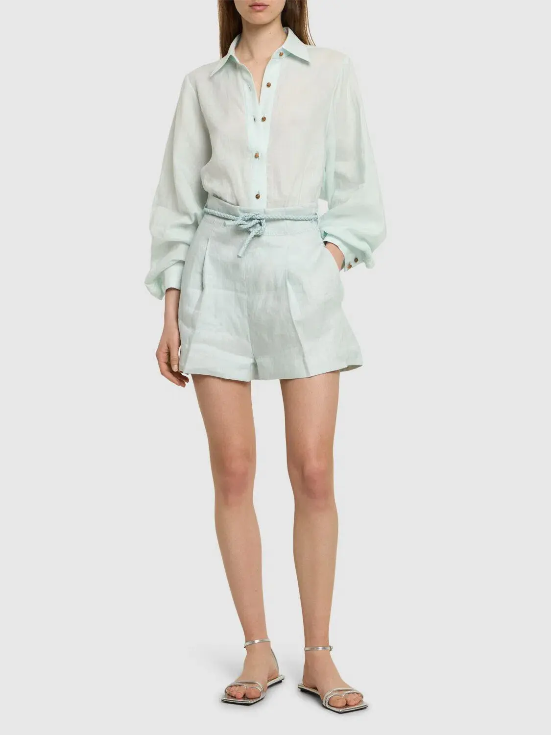 Zimmermann Natura Oversized Shirt in Size 0P / AU 6 and Short in Size 1 / AU 10 Set Mint  - Image 1
