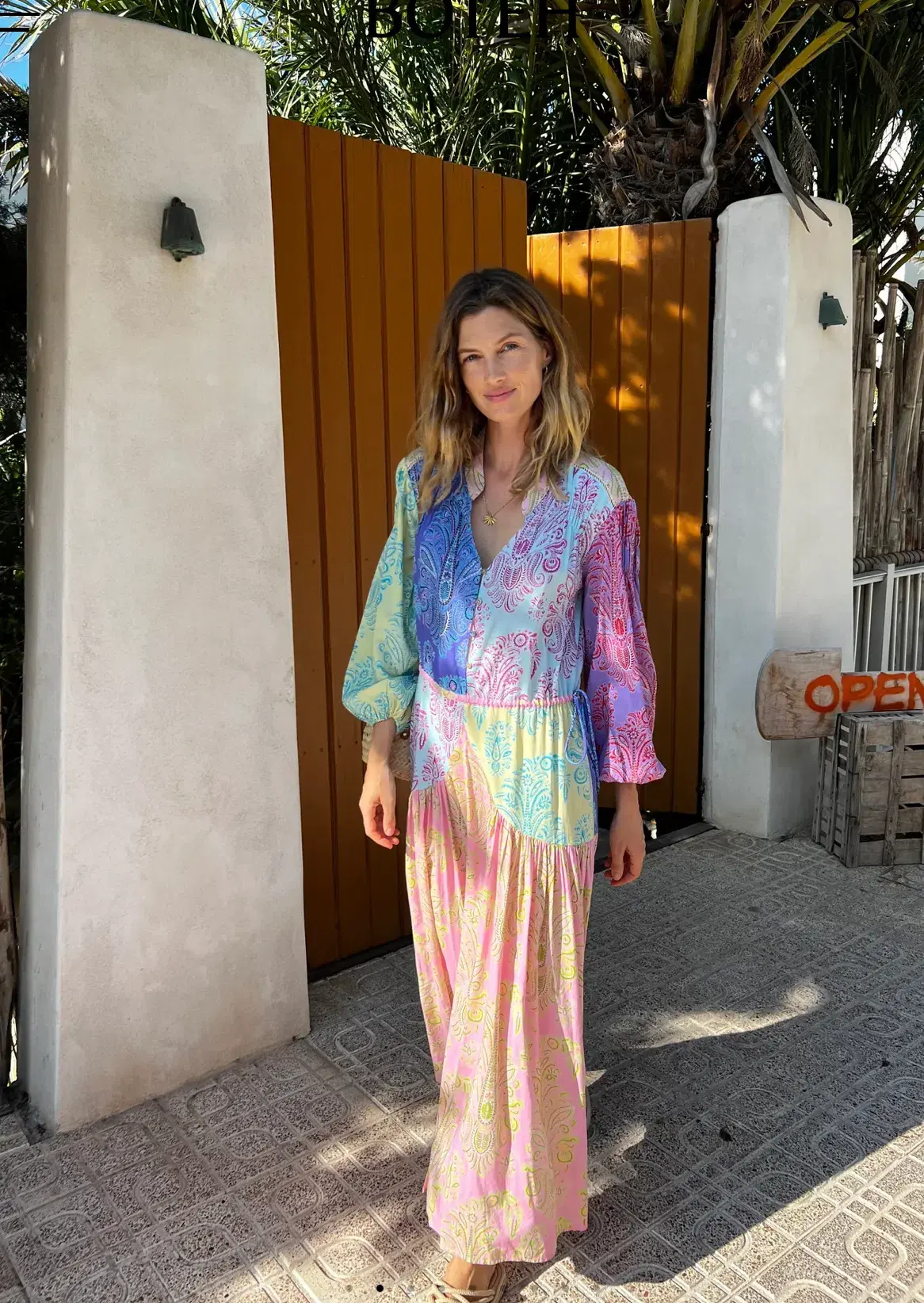 Boteh Wallpaper Maxi Smock Dress Multi Size 2 / AU 12 - Image 1