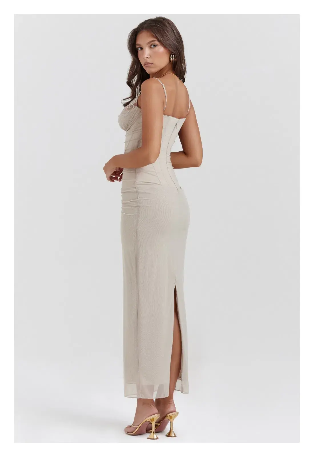 House OF CB Nalini Sand Maxi Dress Cream Size S/AU 8  - Image 3