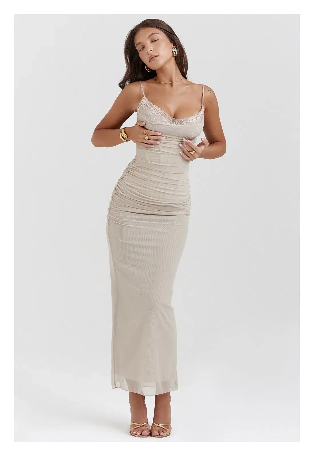 House OF CB Nalini Sand Maxi Dress Cream Size S/AU 8  - Image 1