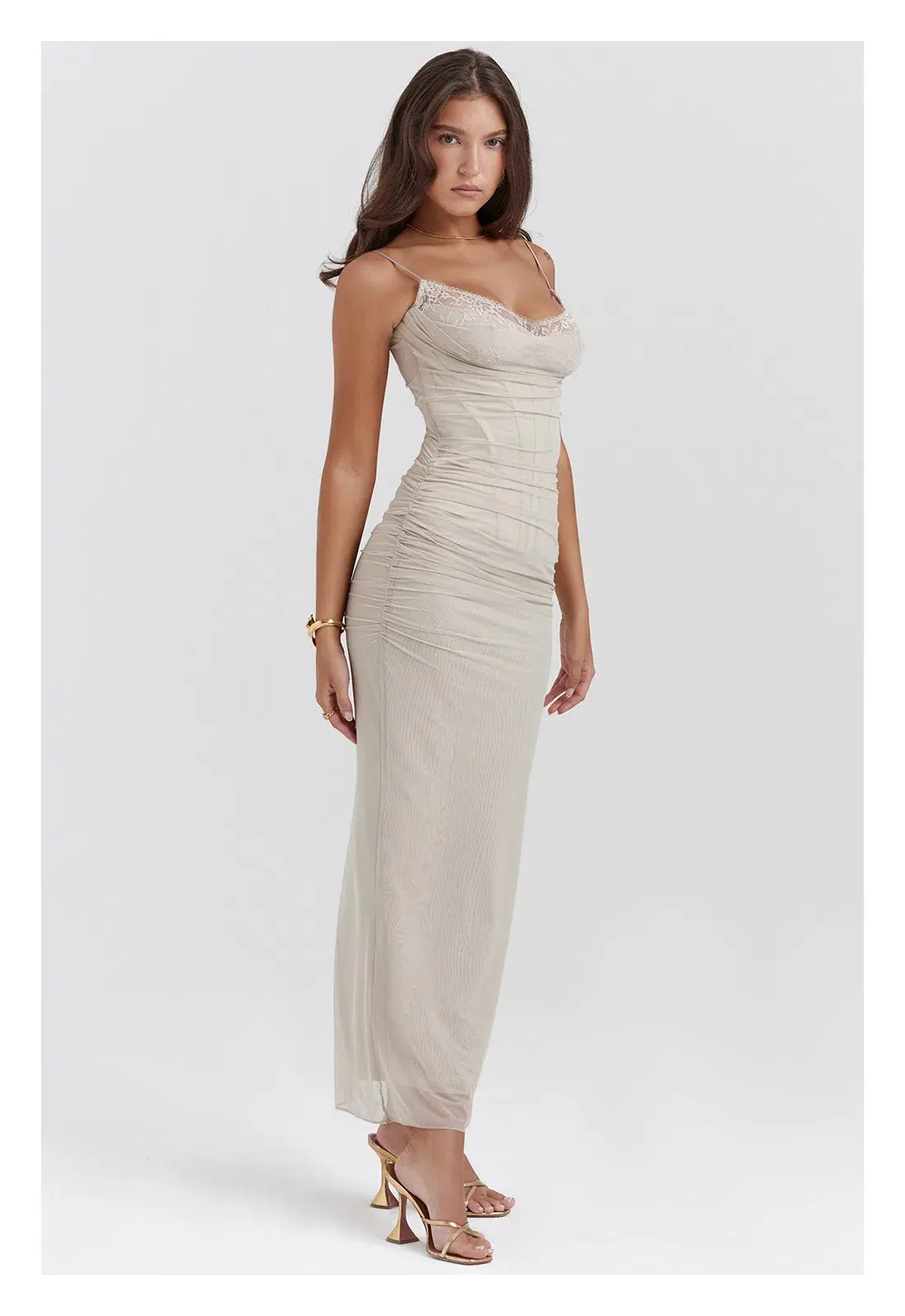 House OF CB Nalini Sand Maxi Dress Cream Size S/AU 8  - Image 2
