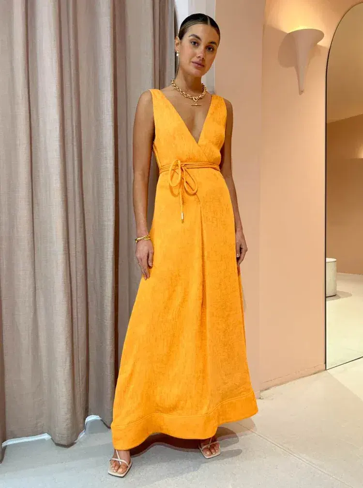 By Nicola Starboard Cross Waist Maxi Dress Orange Size 10 - Image 1