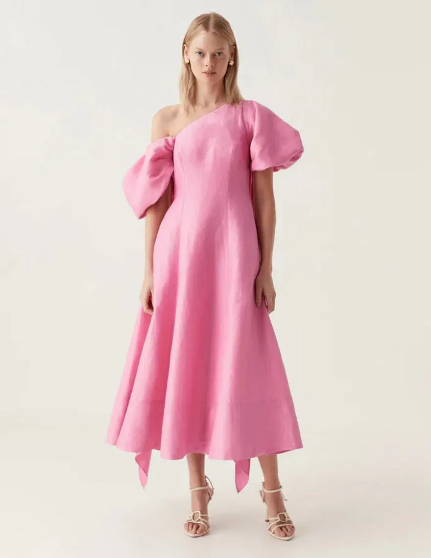 Aje Arista Tulip Sleeve Midi Dress Pink Size 12 - Image 1