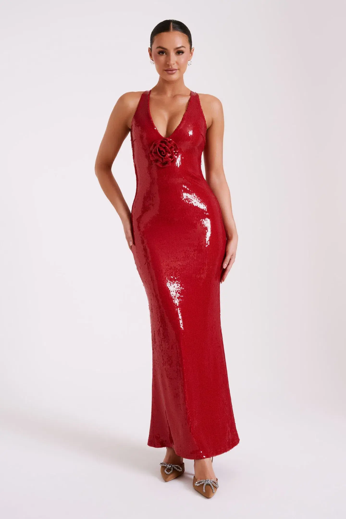 Meshki Eliza Rose Sequin Maxi Dress Red Size S / AU 8 - Image 1