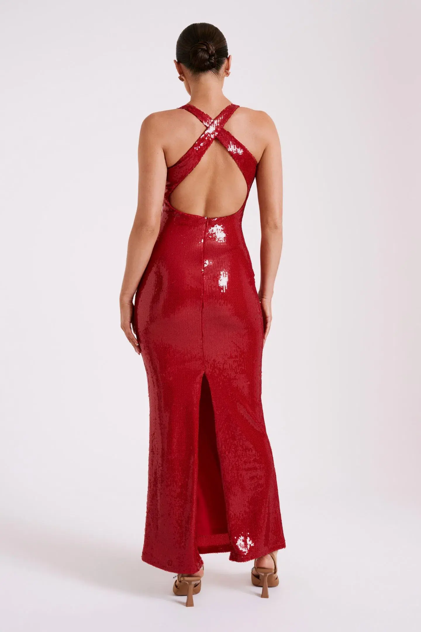 Meshki Eliza Rose Sequin Maxi Dress Red Size S / AU 8 - Image 3