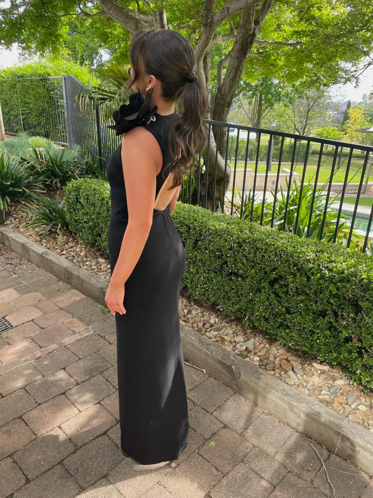 Carla Zampatti Crepe C Back Gown Black Size 6  - Image 7