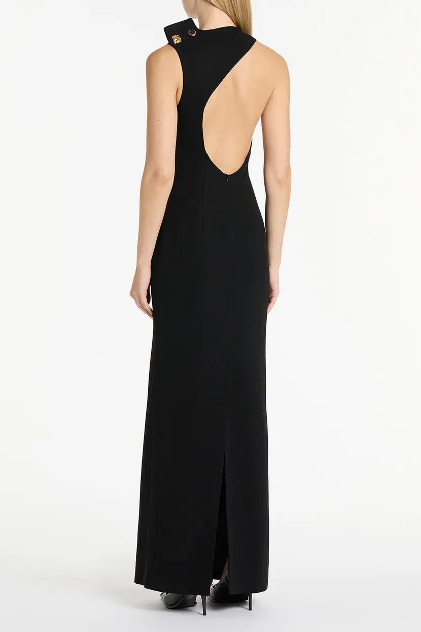 Carla Zampatti Crepe C Back Gown Black Size 6  - Image 3