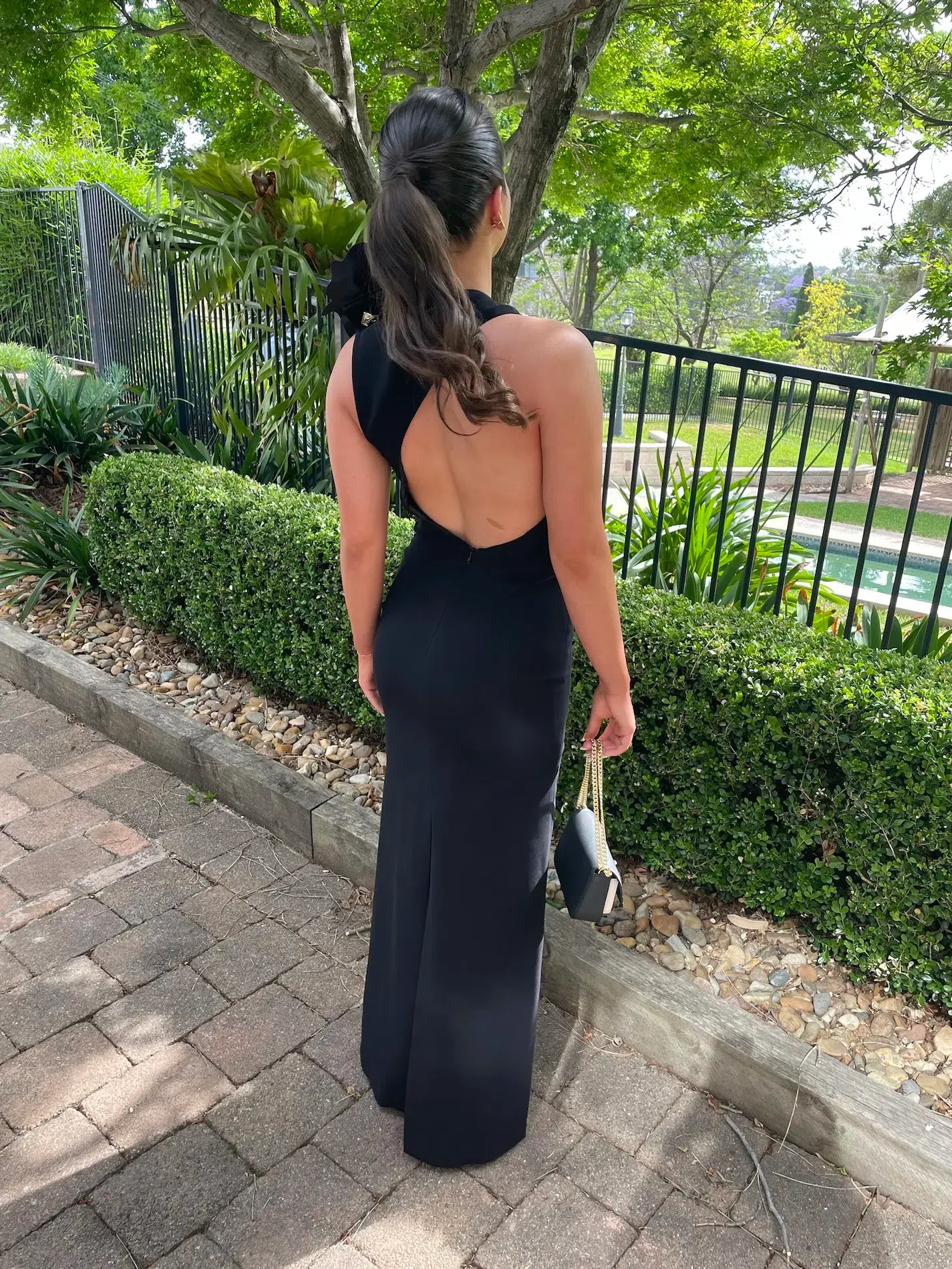 Carla Zampatti Crepe C Back Gown Black Size 6  - Image 6