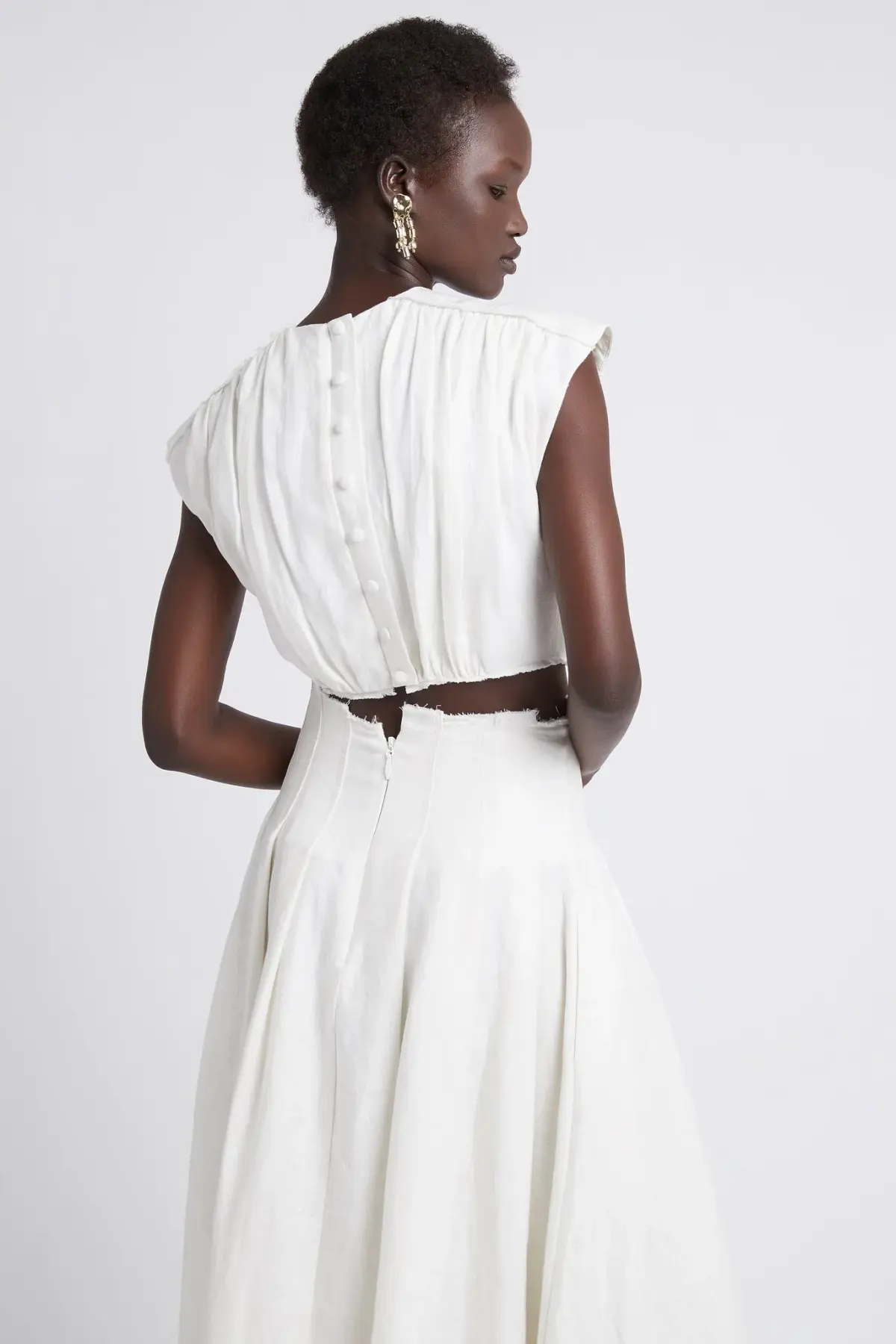 Aje Byblos Ring Cropped Top and Apres Midi Skirt Set Ivory Size 10 - Image 3
