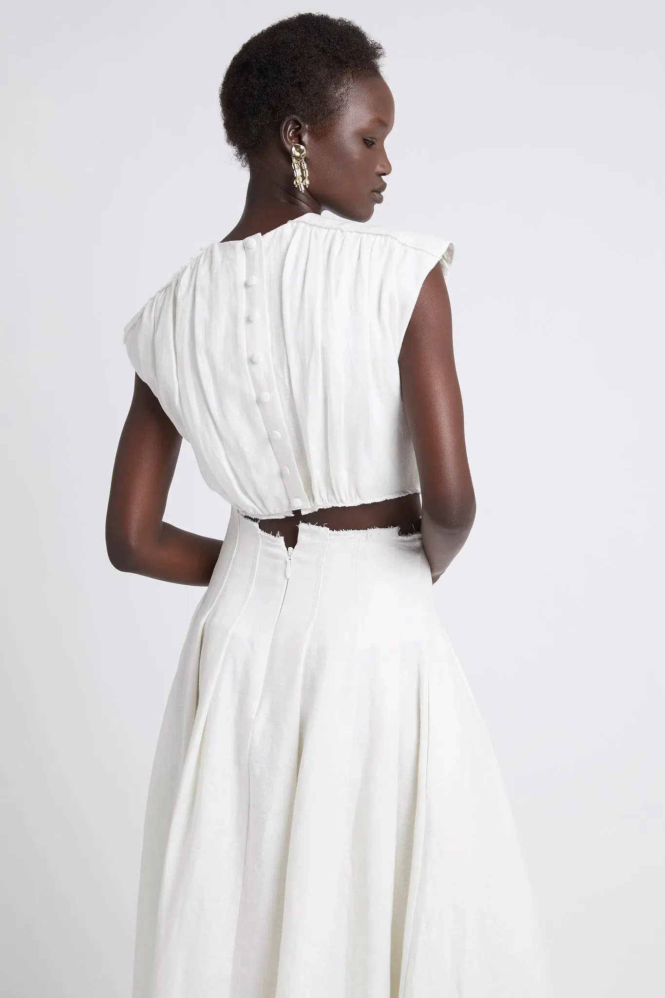 Aje Byblos Ring Cropped Top and Apres Midi Skirt Set Ivory Size 10 - Image 3