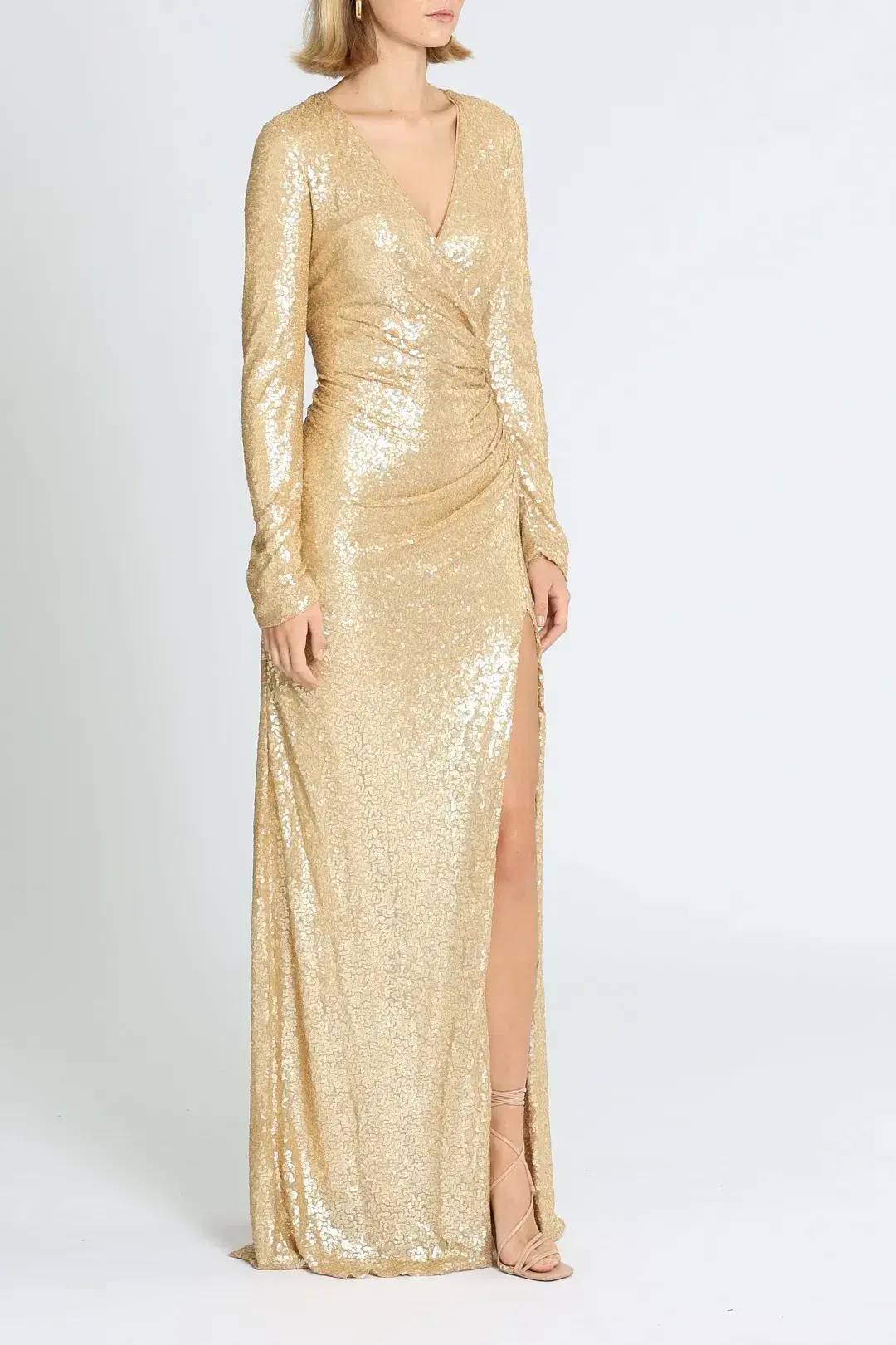 Tadashi Shoji Angelique Drape Gown Gold Size 12 - Image 2