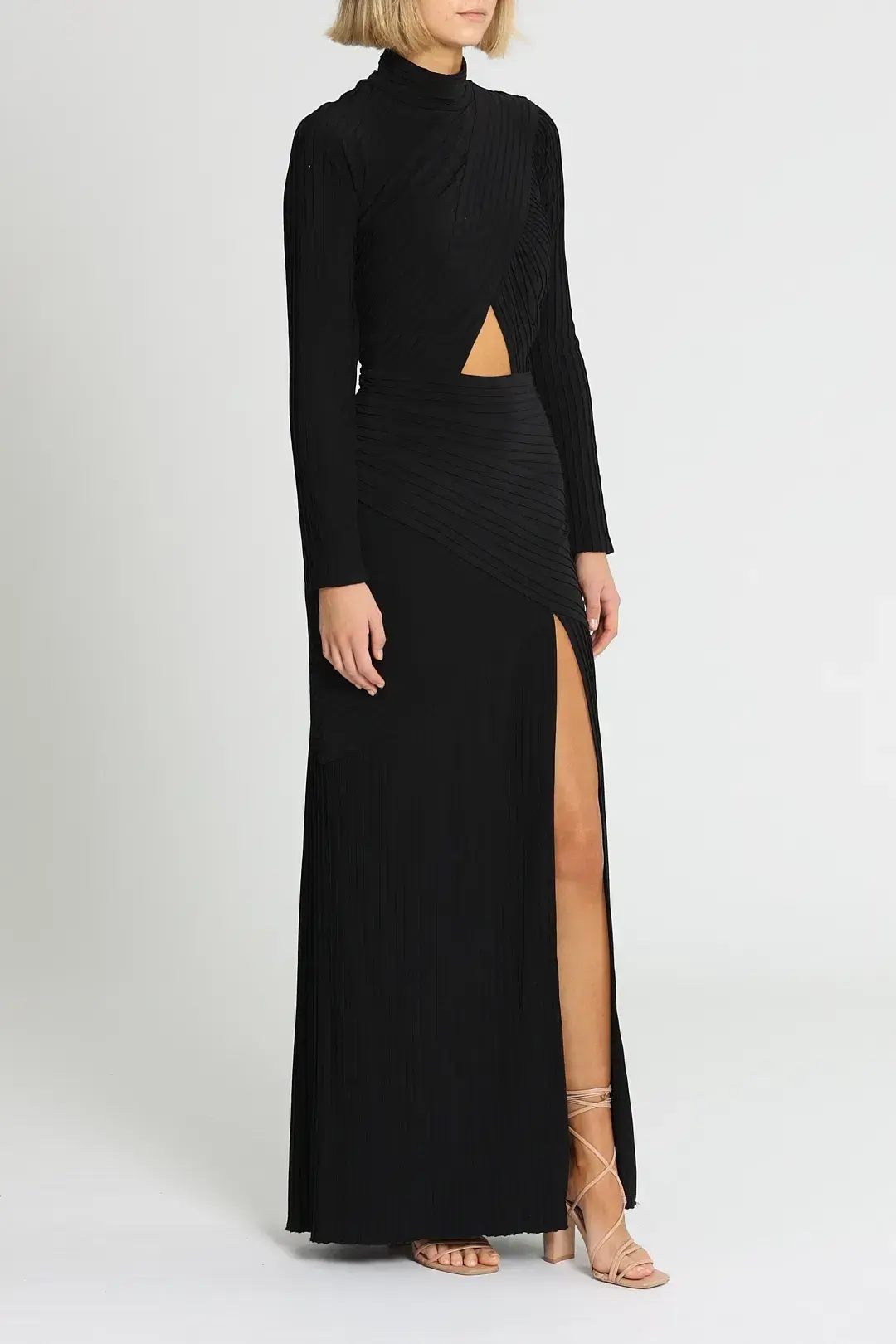 Tadashi Shoji Seneca Open Back Pintuck Gown in Black Size 10 - Image 4
