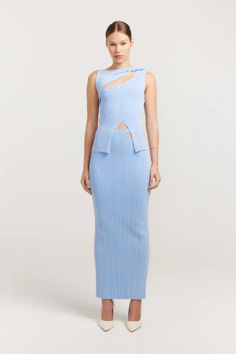 Henne Romee Knit Top & Skirt Set Cloud Blue Size 8 - Image 1