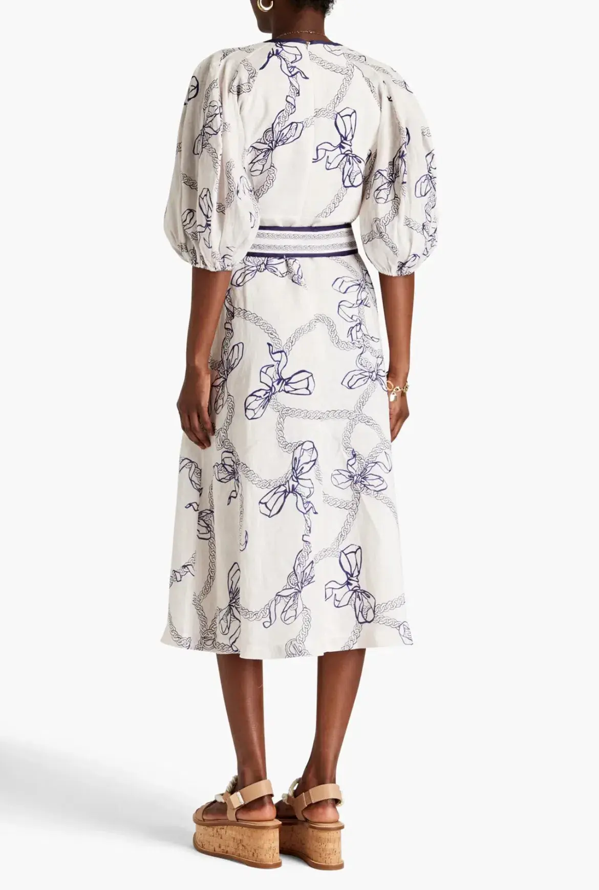 Zimmermann Day Midi Dress Navy Bow Size 0 / AU 8 - Image 2