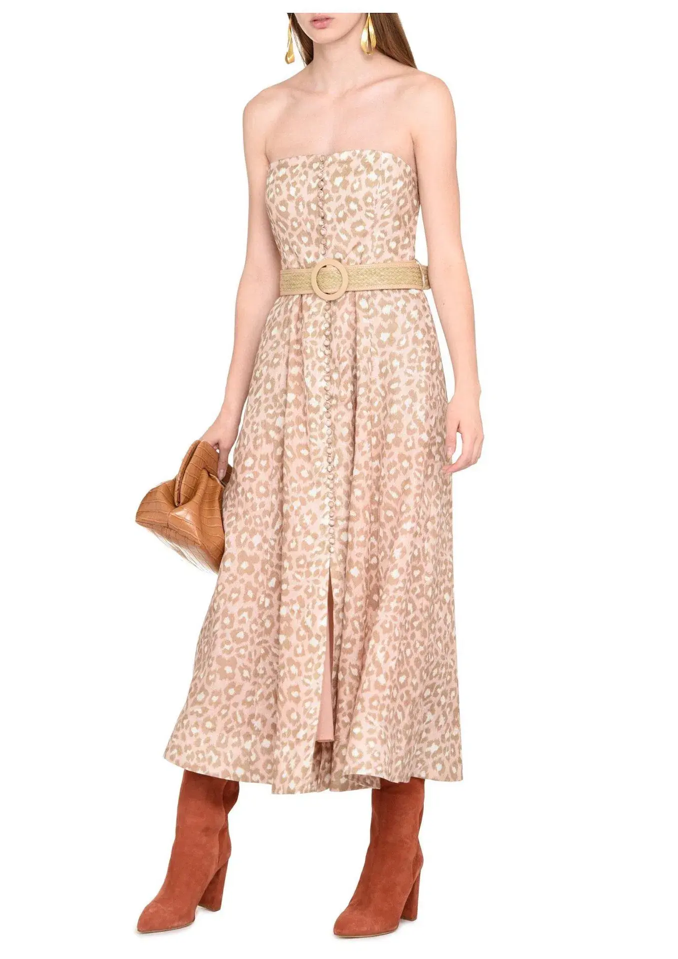Zimmermann Carnaby Bustier Midi Dress Leopard Print Size 0 / AU 8 - Image 1
