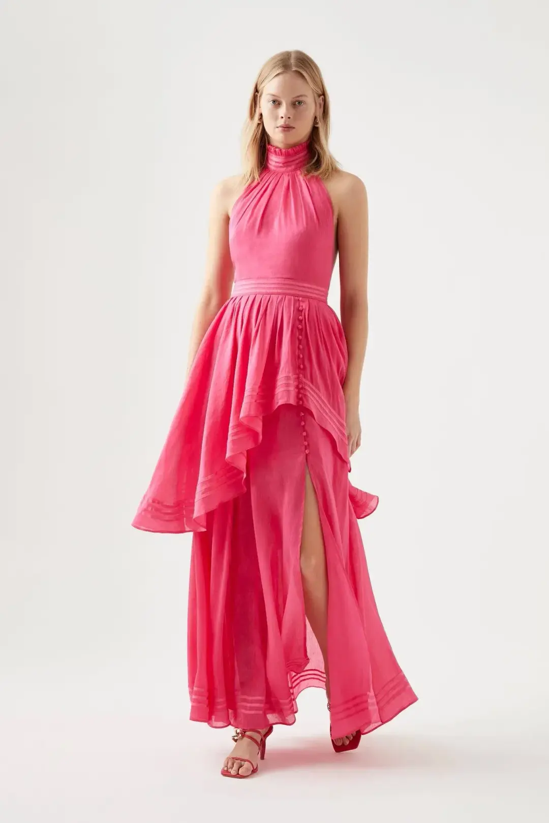 Aje Sienna Maxi Dress Berry Pink Size 6 for rent on The Volte - main image