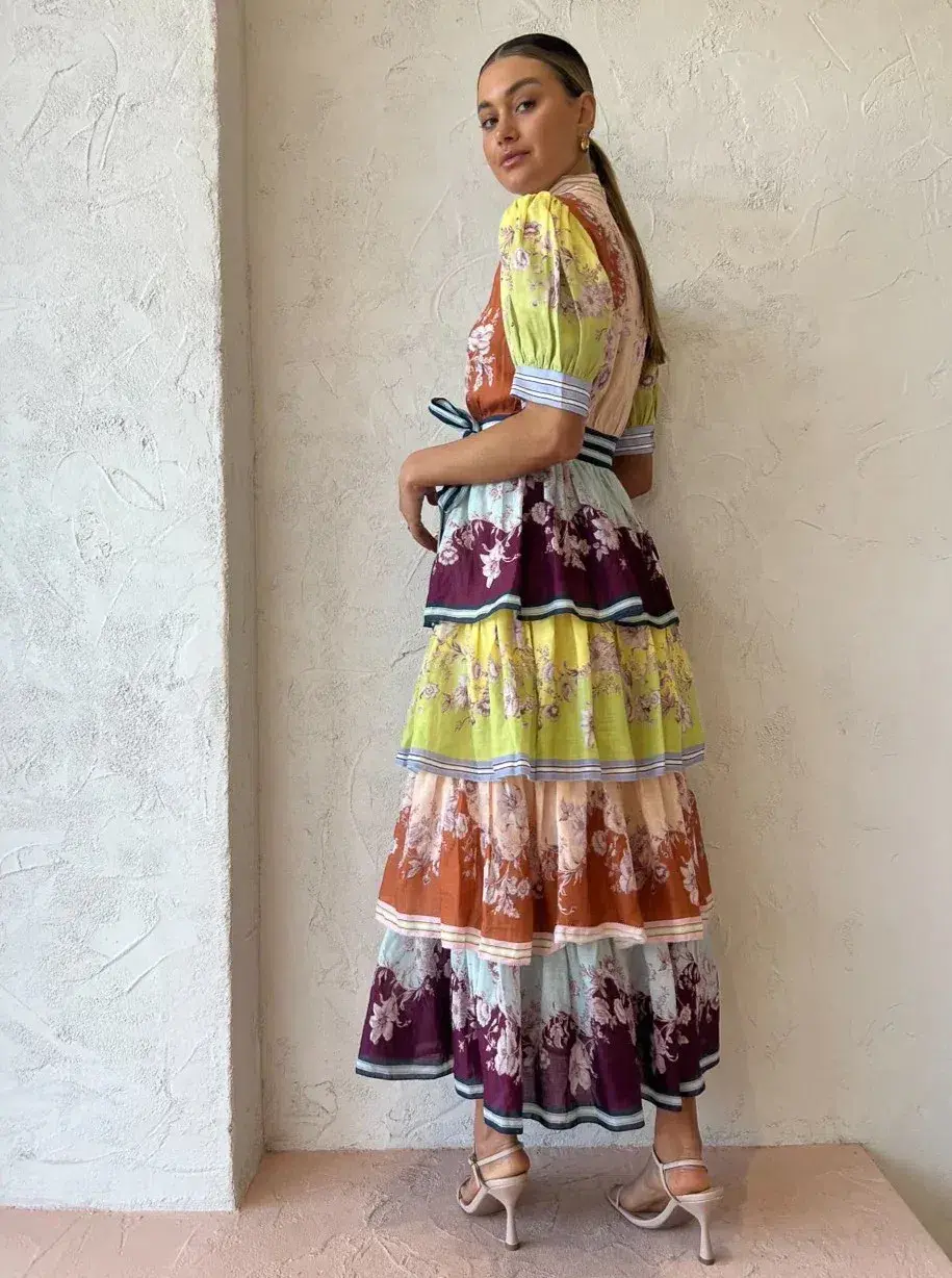 Alemais Marlow Frill Midi Dress in Multi Size 12 - Image 2