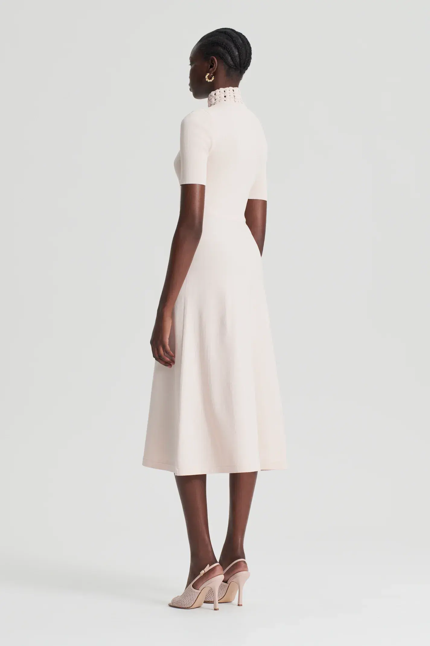Scanlan Theodore Crepe Knit Daisy Soft Dress Blush Size L/AU 12 - Image 2
