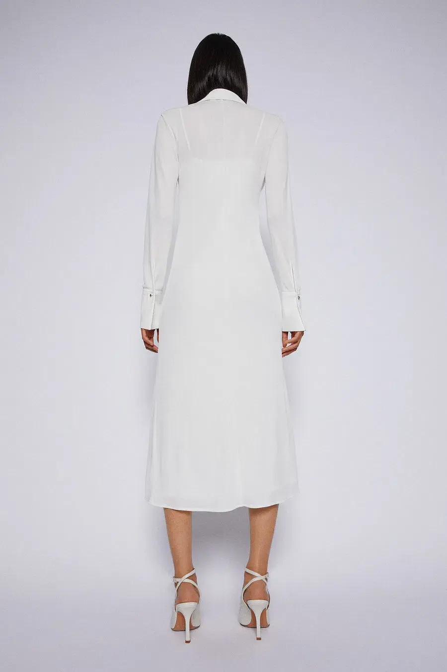 Scanlan Theodore Drape Gold Trim Dress White Size 10 for rent on The Volte - main image