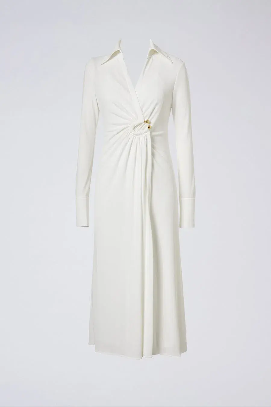 Scanlan Theodore Drape Gold Trim Dress White Size 10 for rent on The Volte - main image