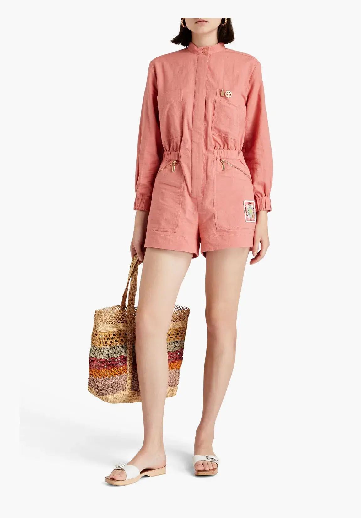 Zimmerman Appliquéd Cotton Playsuit Pink Size 4/ AU 16 - Image 1