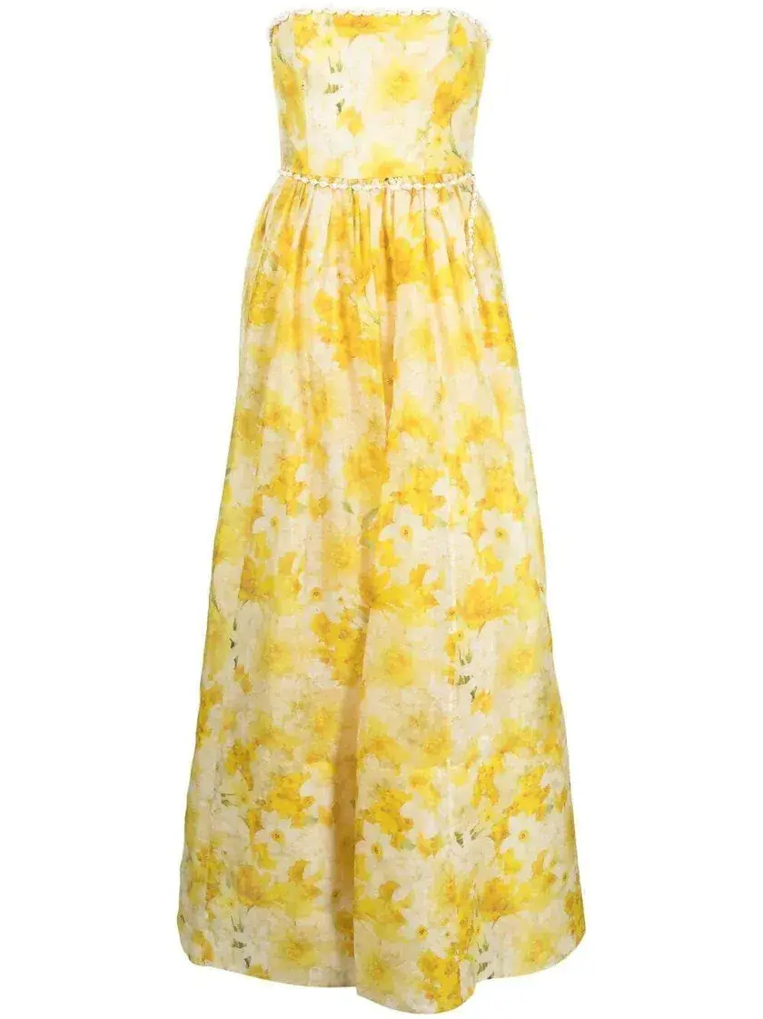 Zimmermann Wonderland Shell Embellished Silk Blend Gown Yellow Size 3 / AU 14 - Image 6